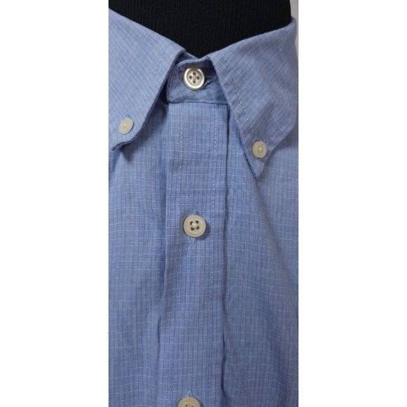 Puritan Wrinkle Resistant Men's Large Blue Check Geometric Short Sleeve Shirt - Picture 3 of 11